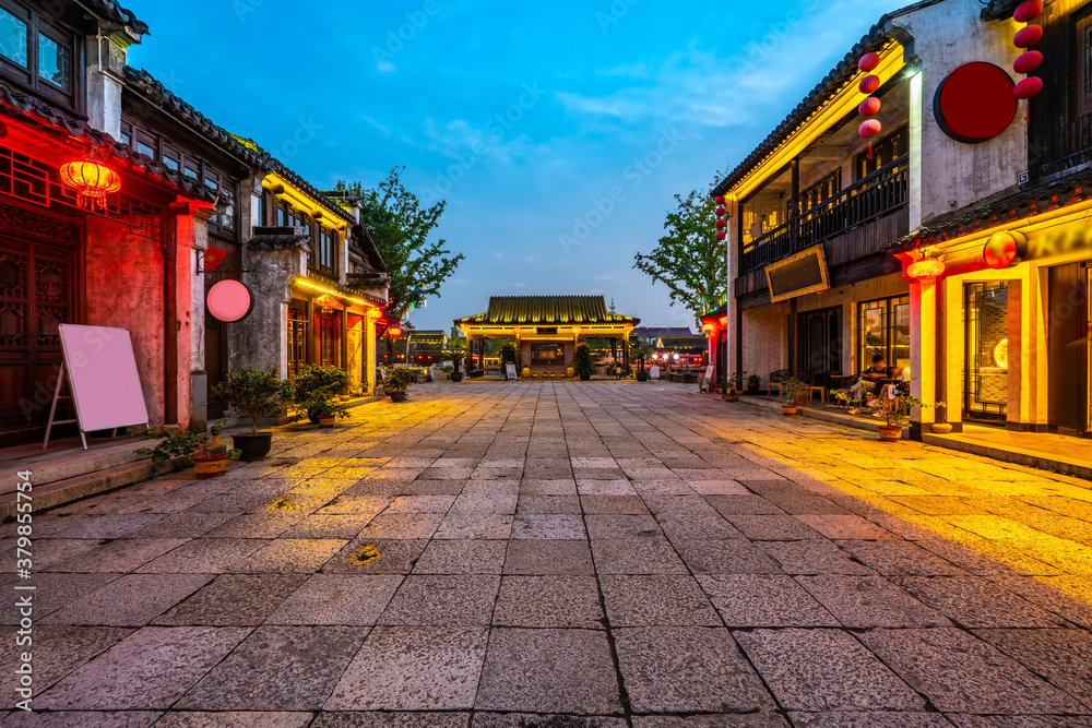 Ancient buildings by the river in Dangkou Ancient Town, Wuxi, Jiangsu, China