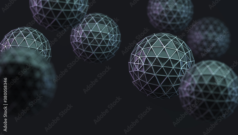 Science and technology abstract background.3d illustration.Abstract background with balls and geomet