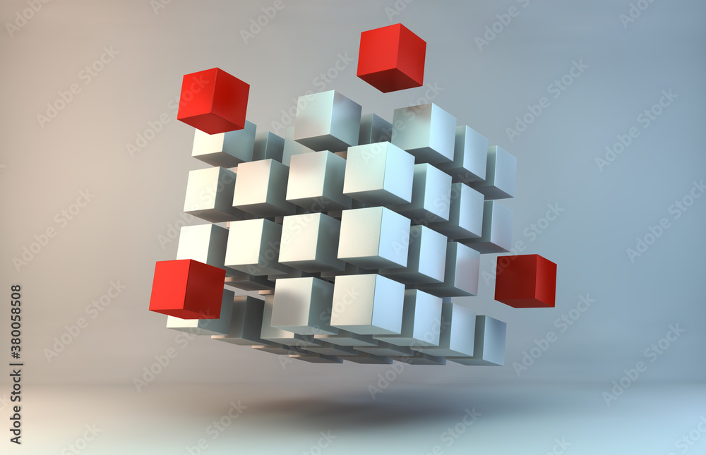 Partner and teamwork business concept with cubes structure.Networking and internet concept.3d  Illus