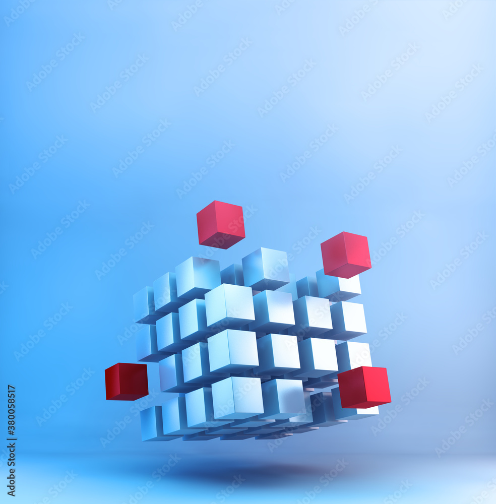 Partner and teamwork business concept with cubes structure.Networking and internet concept.3d  Illus