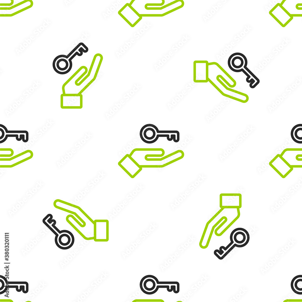 Line Solution to the problem in psychology icon isolated seamless pattern on white background. Key. 