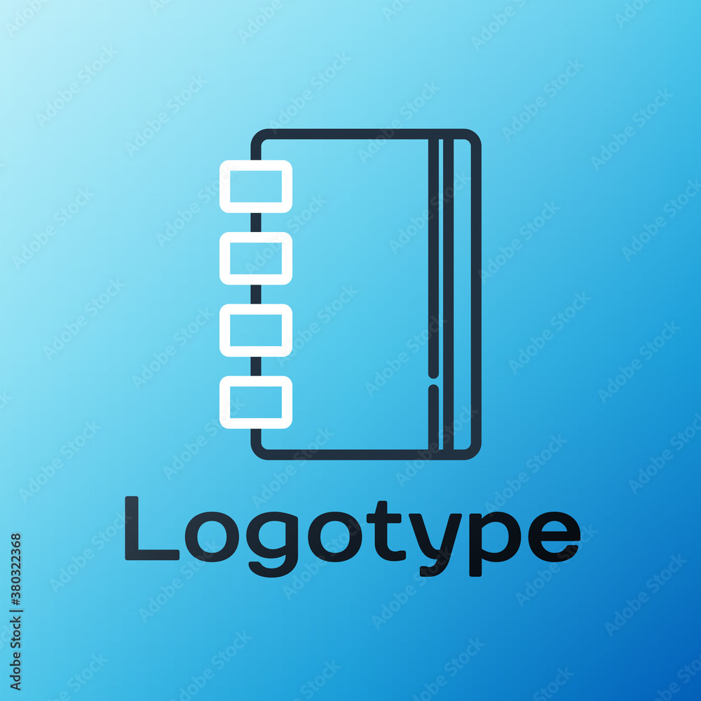 Line Notebook icon isolated on blue background. Spiral notepad icon. School notebook. Writing pad. D