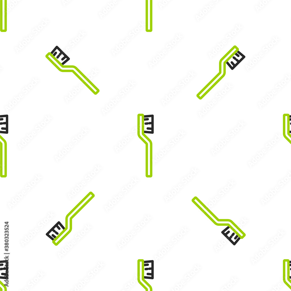 Line Toothbrush icon isolated seamless pattern on white background. Vector.