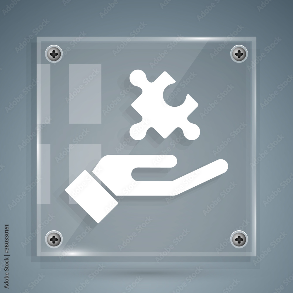 White Solution to the problem in psychology icon isolated on grey background. Puzzle. Therapy for me