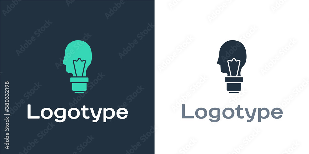 Logotype Light bulb with concept of idea icon isolated on white background. Energy and idea symbol. 