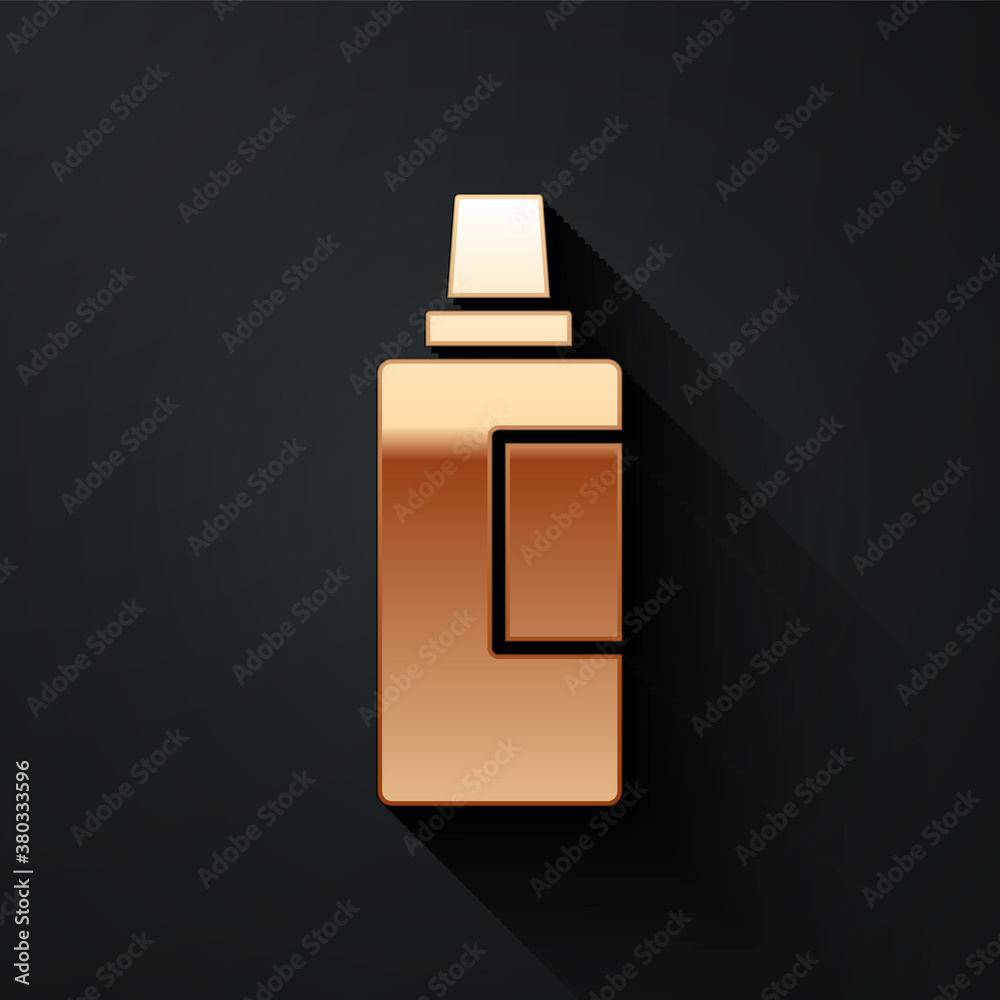 Gold Plastic bottle for laundry detergent, bleach, dishwashing liquid or another cleaning agent icon