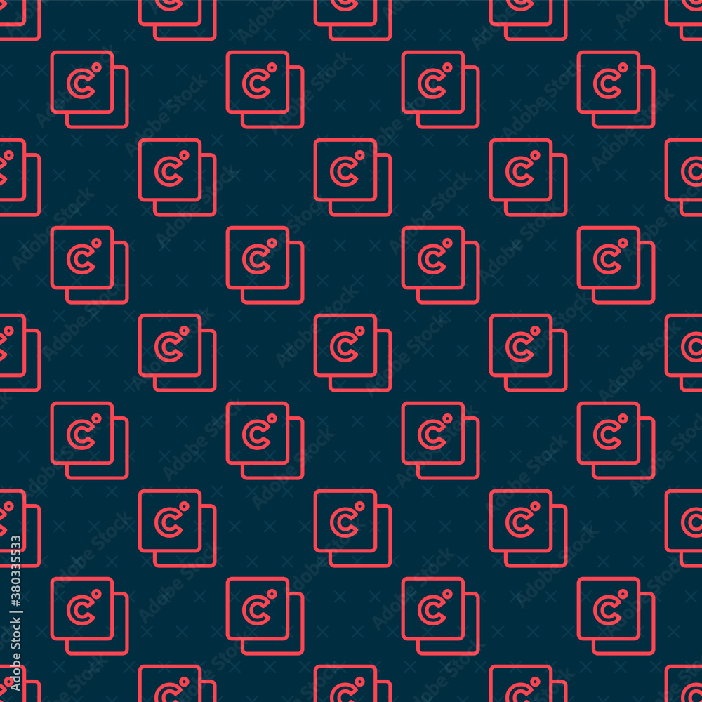 Red line Celsius icon isolated seamless pattern on black background. Vector.