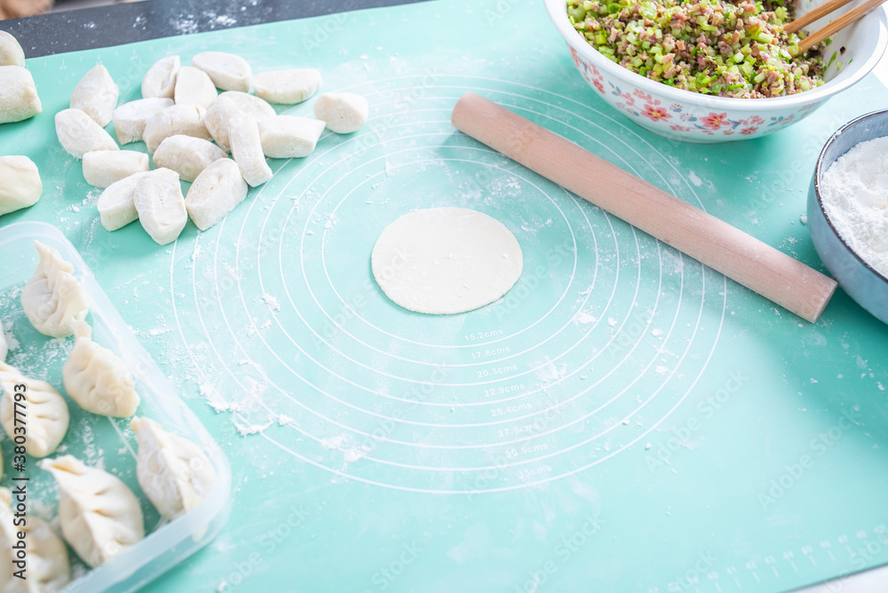 Chinese delicacy dumplings making dumpling wrappers