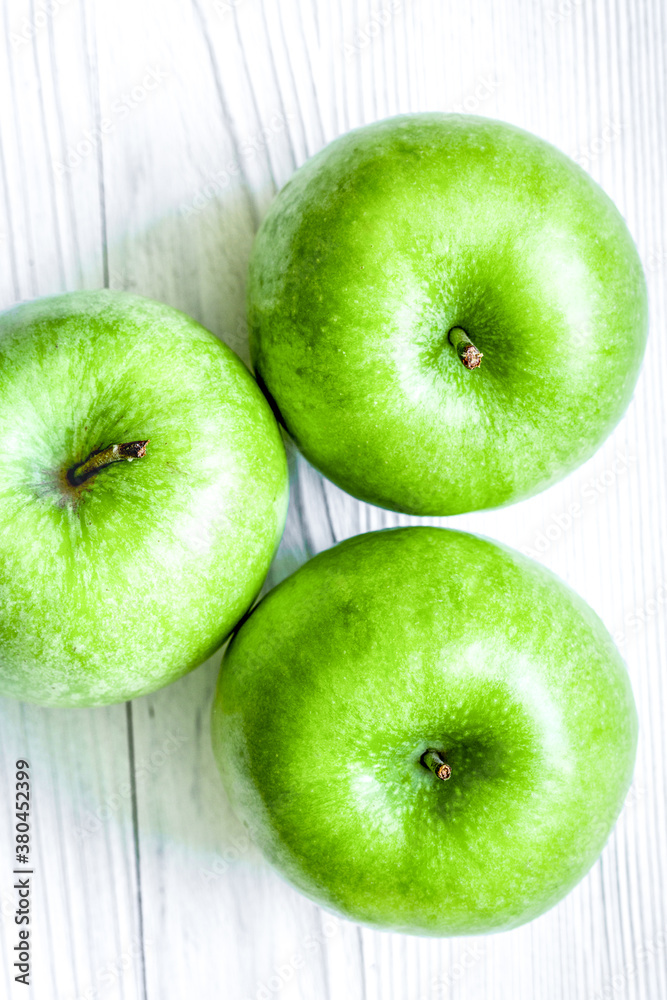 fresh organic green fruits with apples on white background