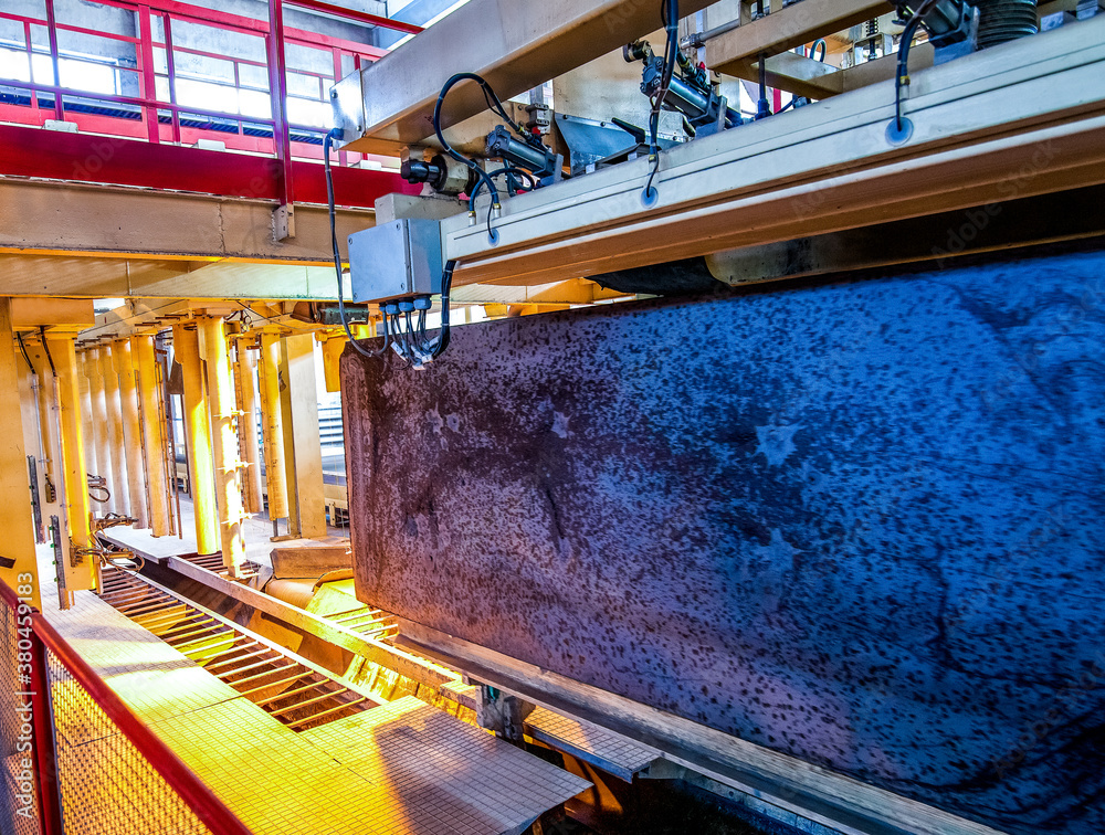 automated production of aerated concrete blocks close up