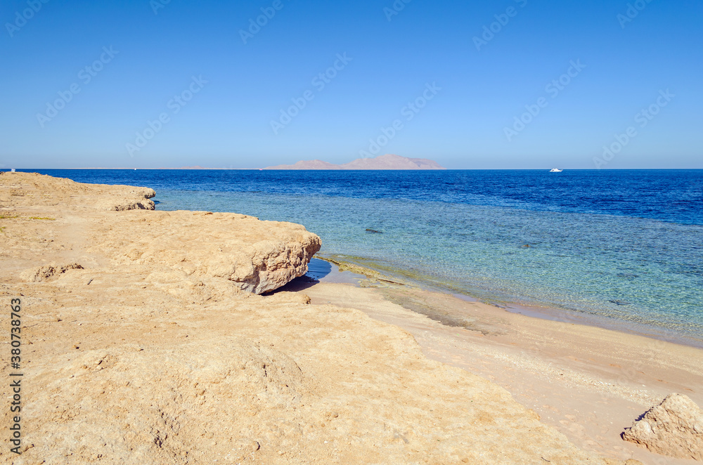 Beautiful empty sandy beach, Red Sea Egypt