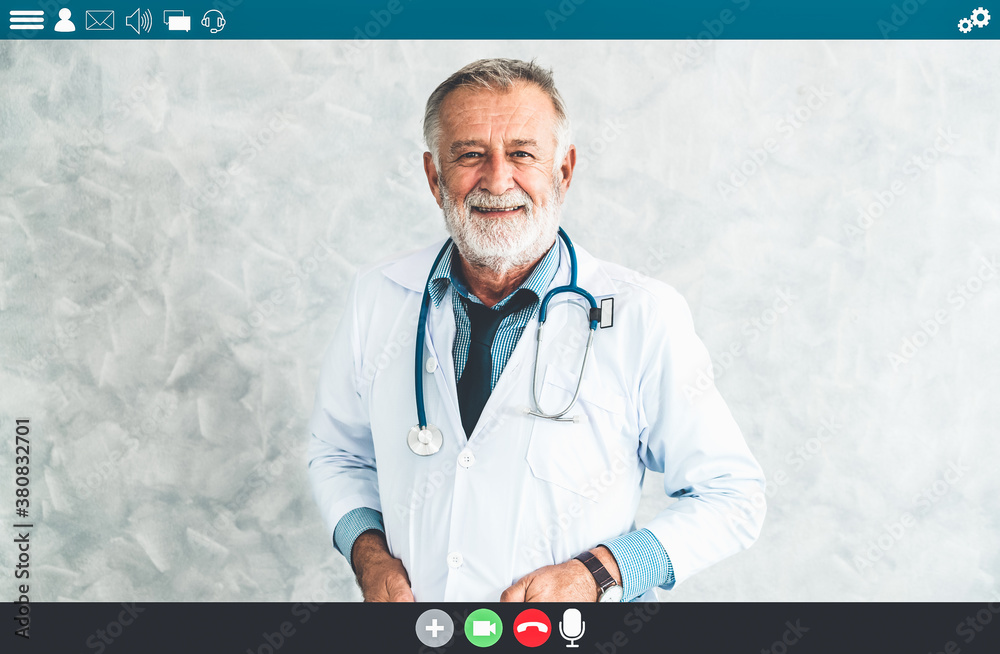 Doctor talking on video call for telemedicine and telehealth service . Online health care applicatio