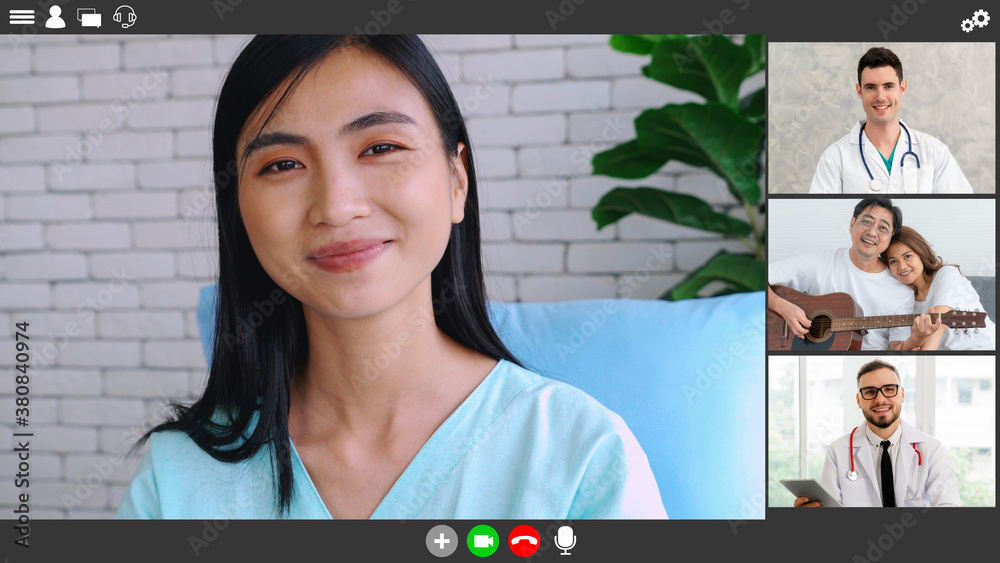 Doctor and patient talking on video call for telemedicine service . Online health care application i