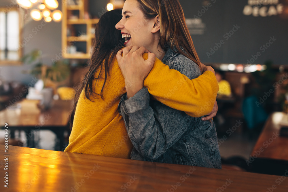 Friends meeting in a coffee shop