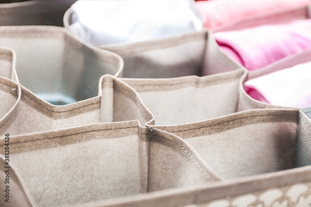 Organizer for clean clothes, closeup