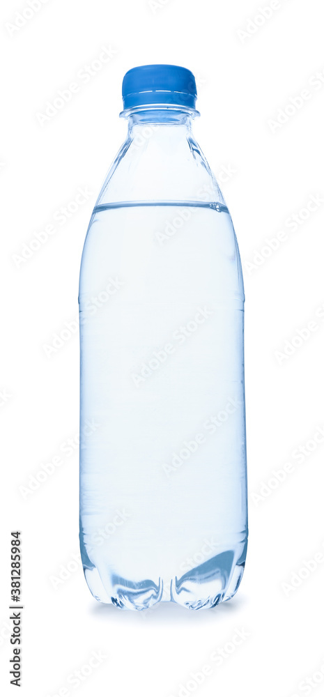 Bottle of clean water on white background