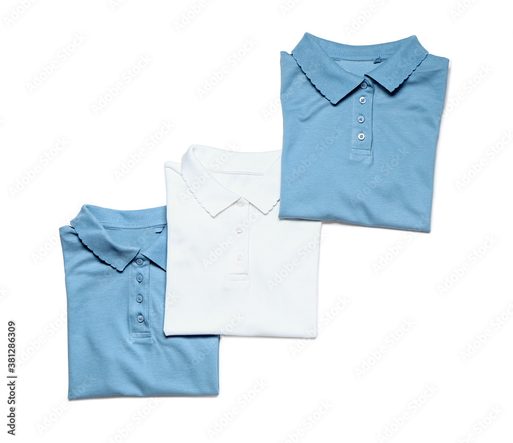 Stylish school uniform on white background