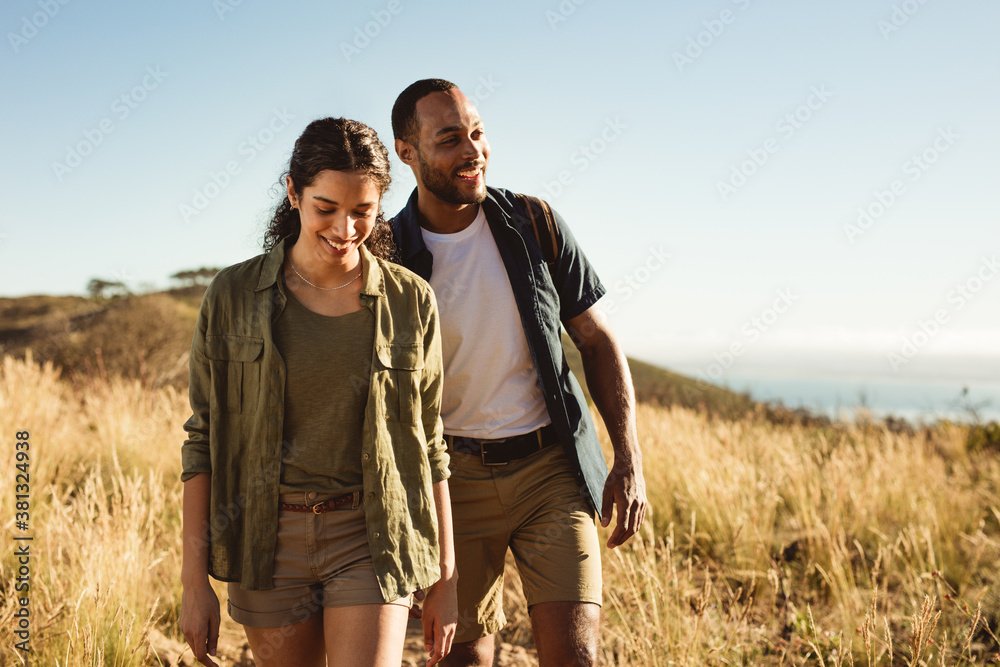 Couple enjoying a hiking trip