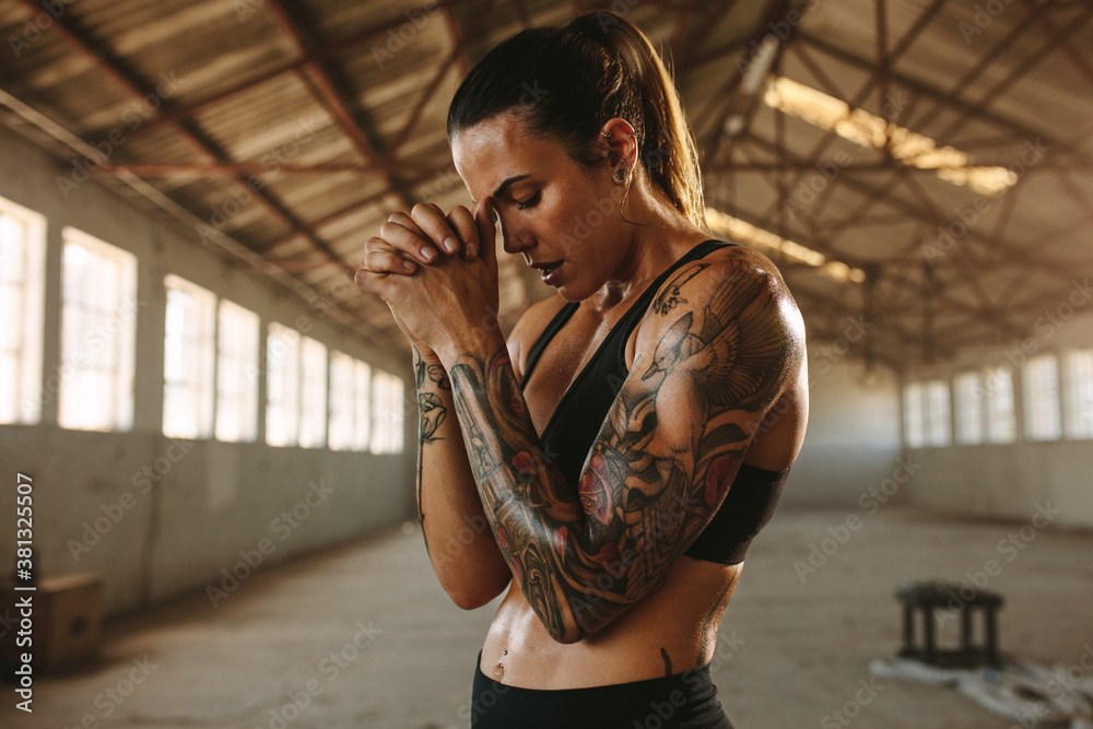 Woman looking tired after intense workout