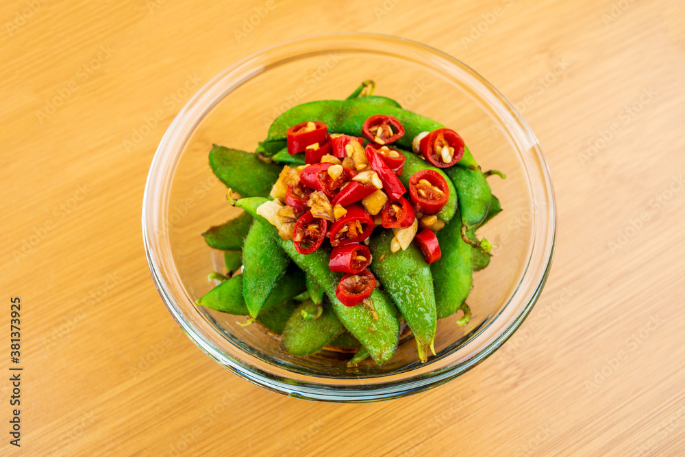 A plate of delicious cold edamame