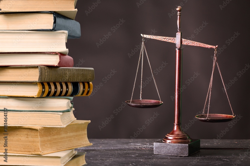 Stack of study colorful books and libra on the desk