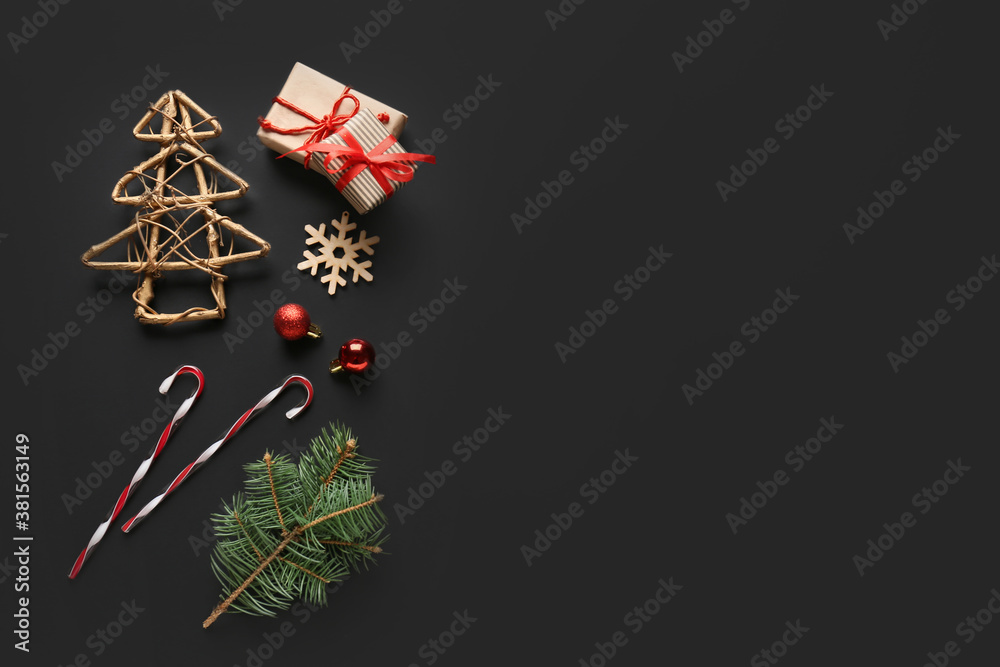 Beautiful New Year composition on dark background