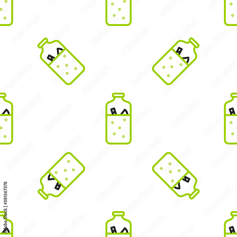 Line Mulled wine with components icon isolated无缝图案on white background.肉桂棒