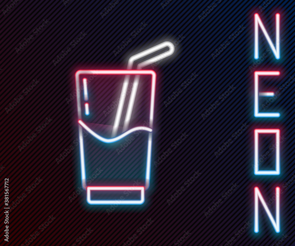 Glowing neon line Cocktail and alcohol drink icon isolated on black background. Colorful outline con