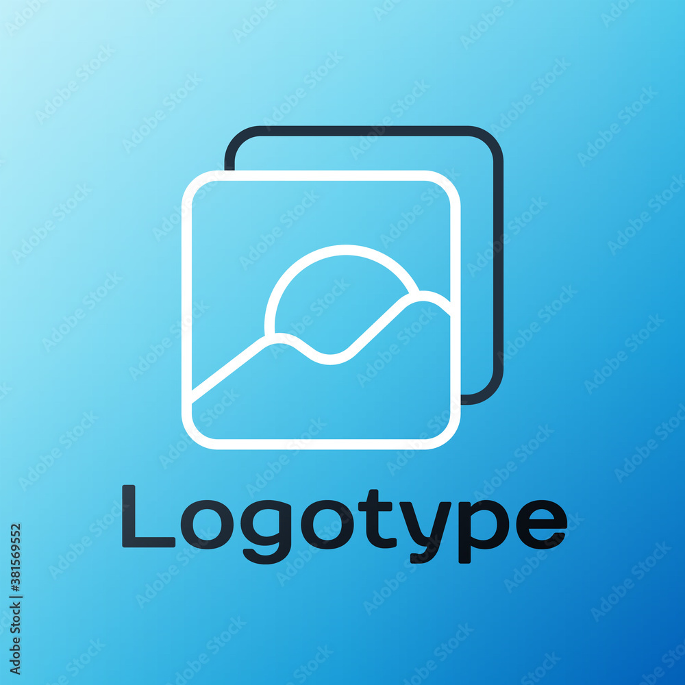 Line Photo icon isolated on blue background. Colorful outline concept. Vector Illustration.