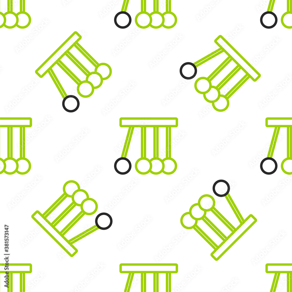 Line Pendulum icon isolated seamless pattern on white background. Newtons cradle. Vector.