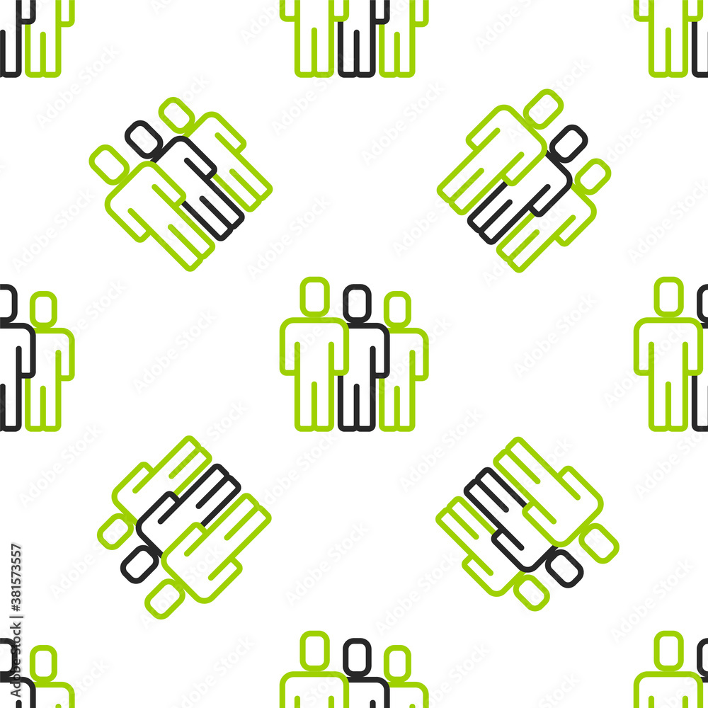 Line Users group icon isolated seamless pattern on white background. Group of people icon. Business 