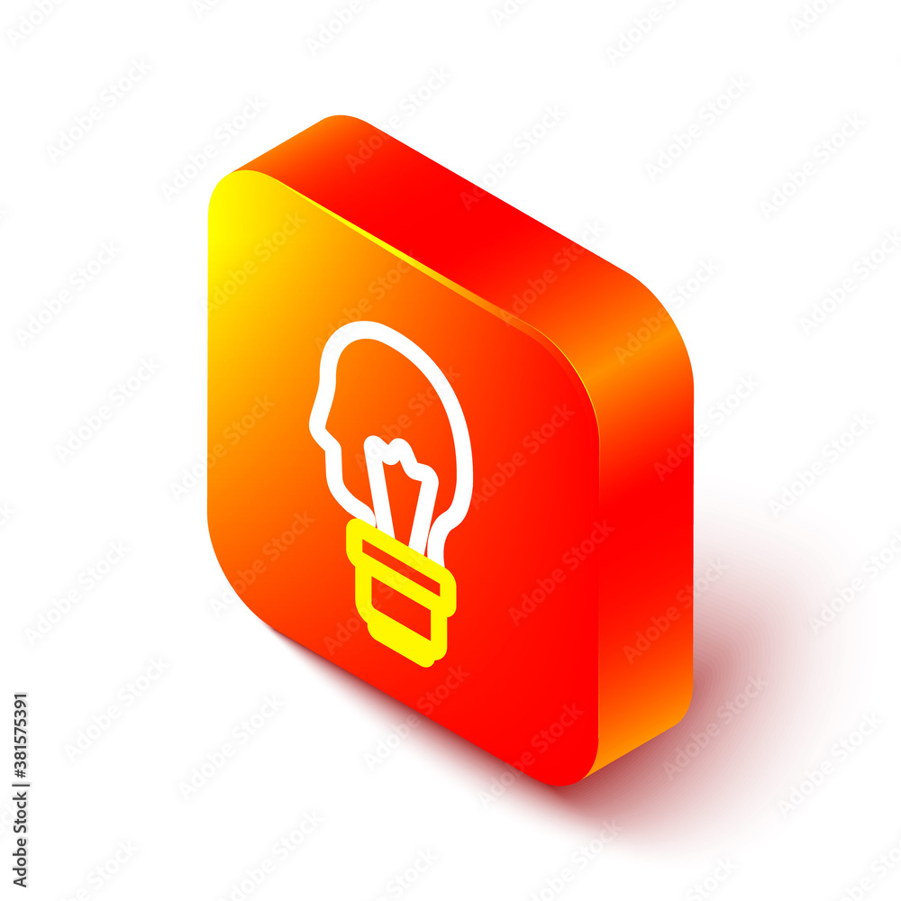 Isometric line Light bulb with concept of idea icon isolated on white background. Energy and idea sy