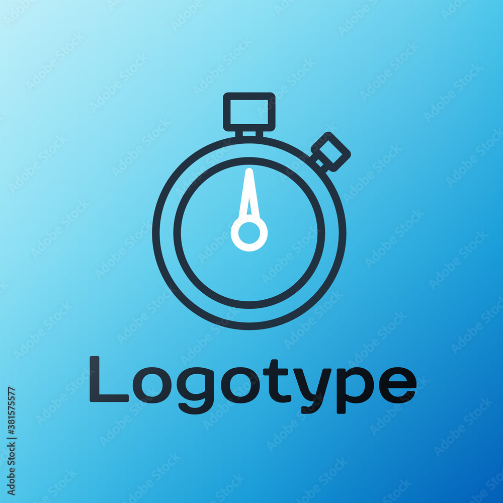 Line Stopwatch icon isolated on blue background. Time timer sign. Chronometer sign. Colorful outline