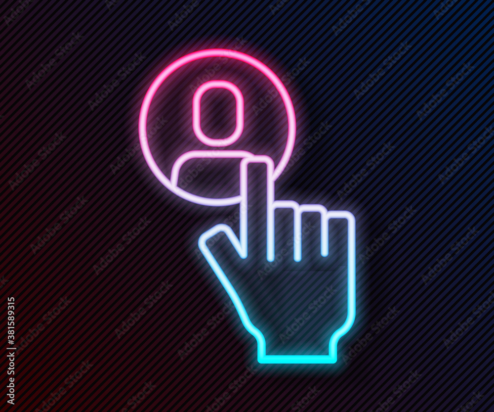 Glowing neon line Head hunting icon isolated on black background. Business target or Employment sign