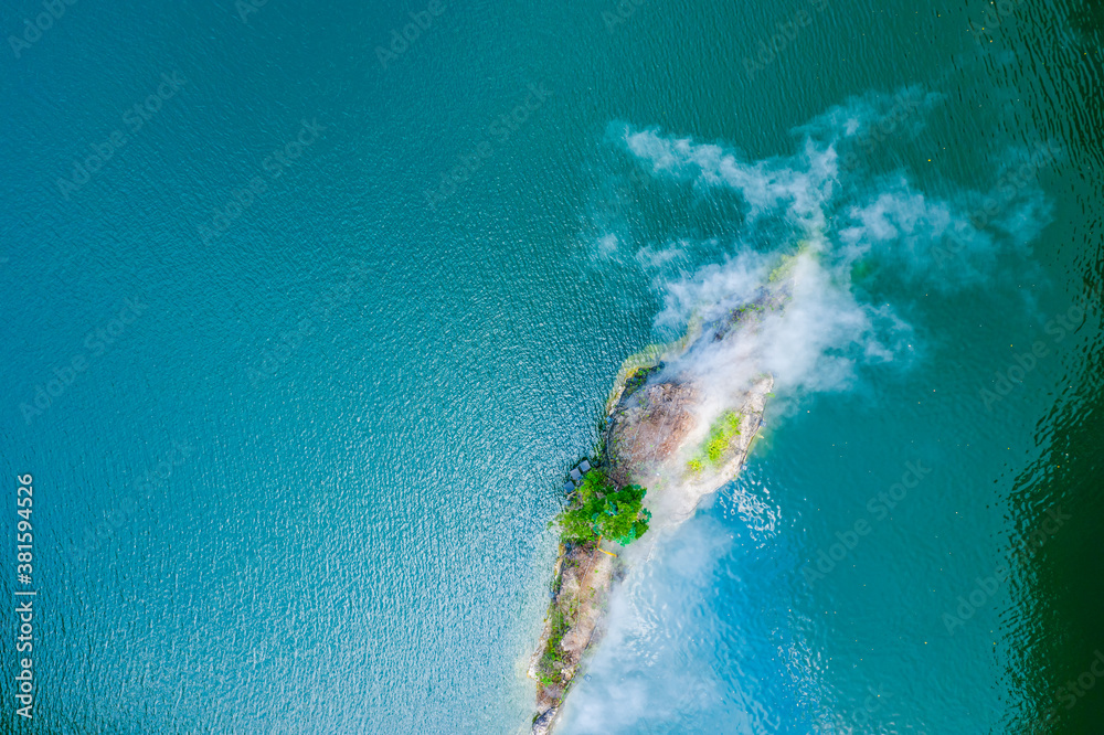 Aerial view of sea waves and fantastic coast.