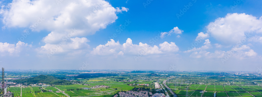 Aerial view of rural scenery in Shanghai,China.