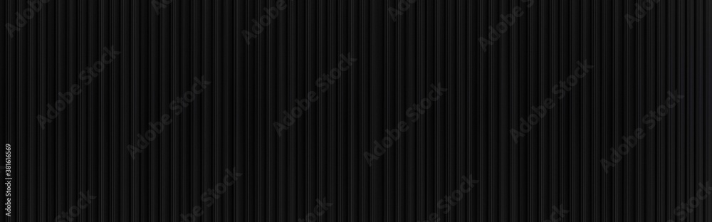 Panorama of Black Corrugated metal background and texture surface or galvanize steel