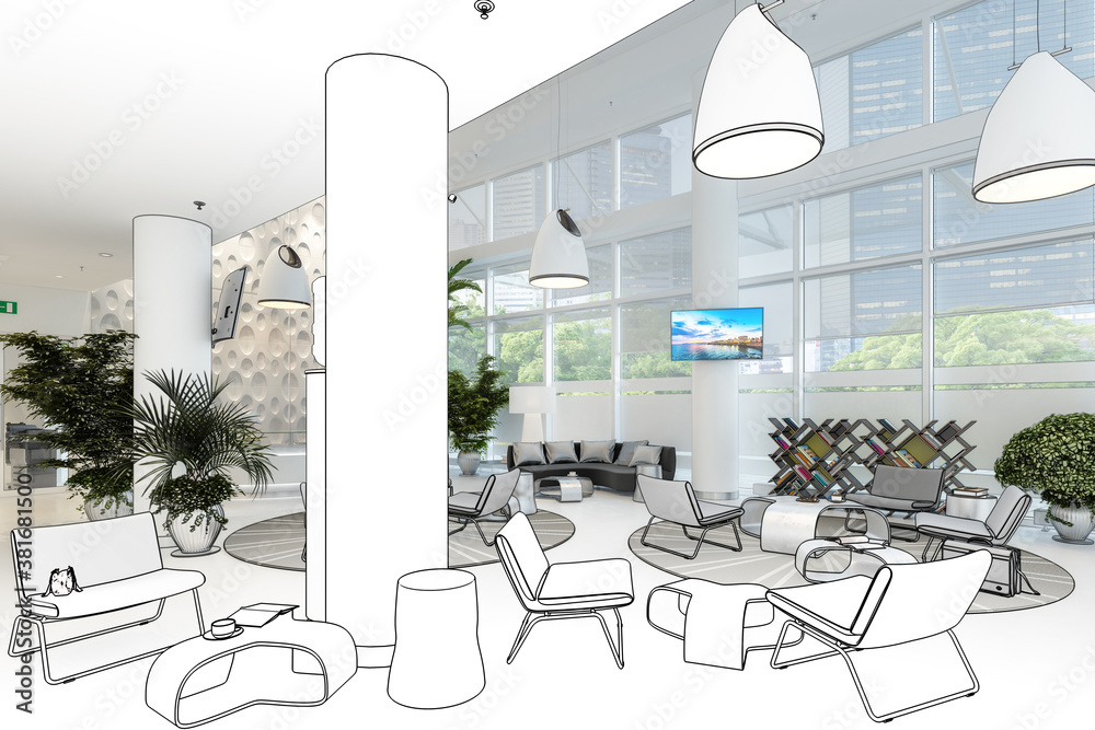 Contemporary Waiting Lounge (illustration) - 3d visualization