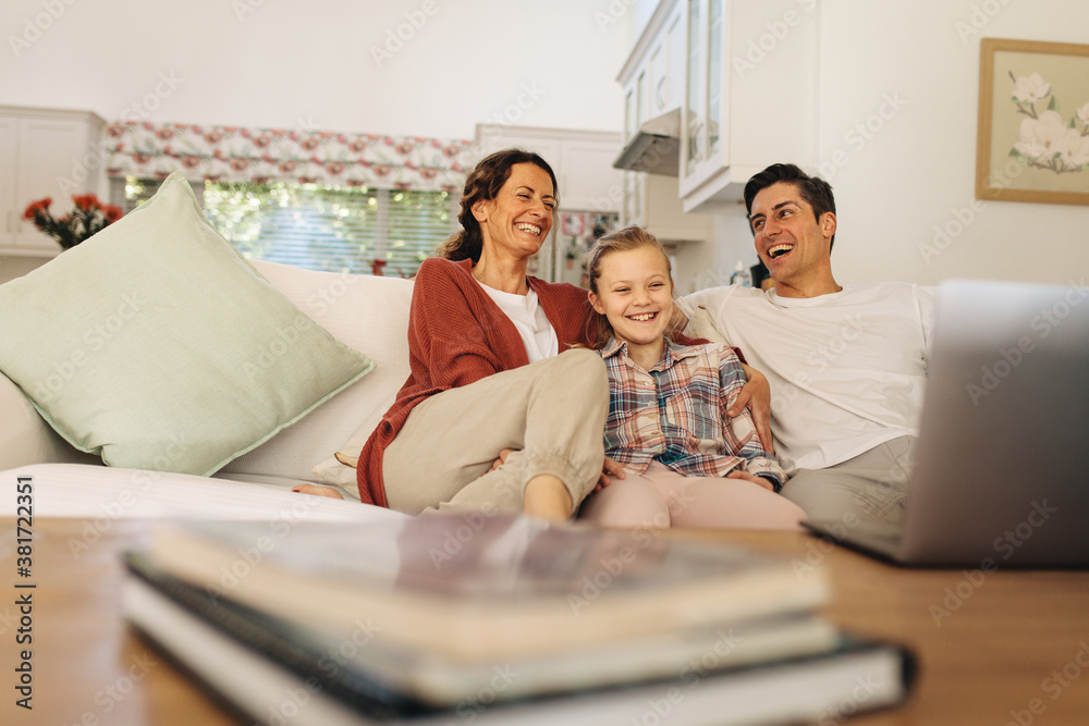 Family relaxing together at home