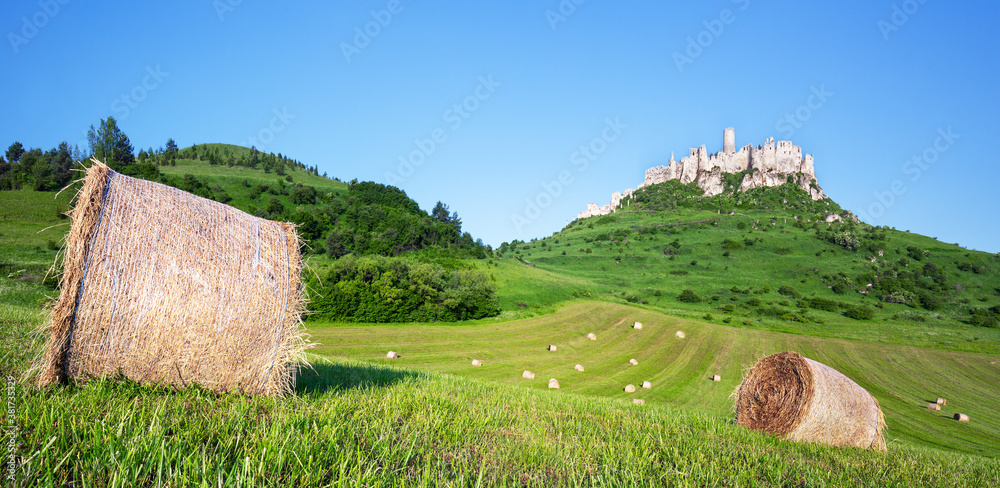 Spis Castle at sunrise, UNESCO heritage in Slovakia