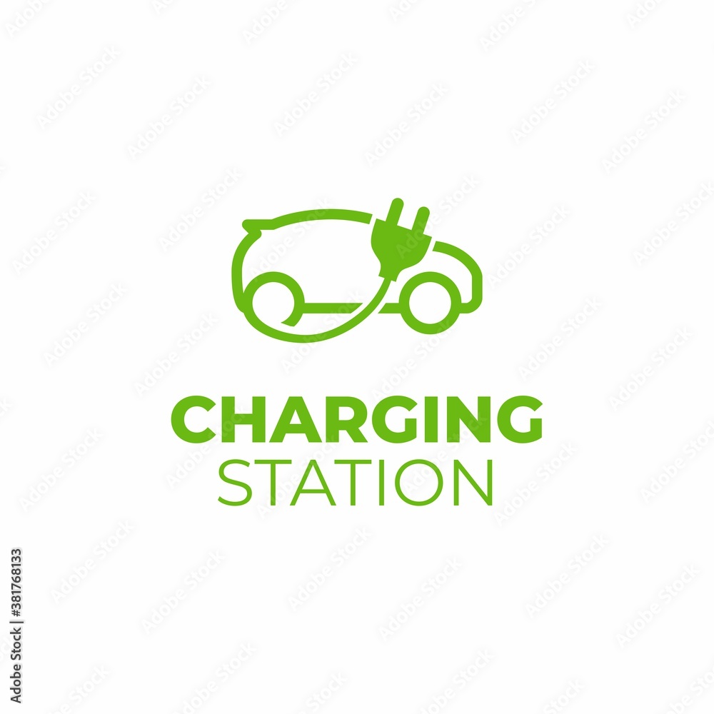 Electrical vehicle charging station symbol icon. Electric car logo sign button. Eco transport. Car e