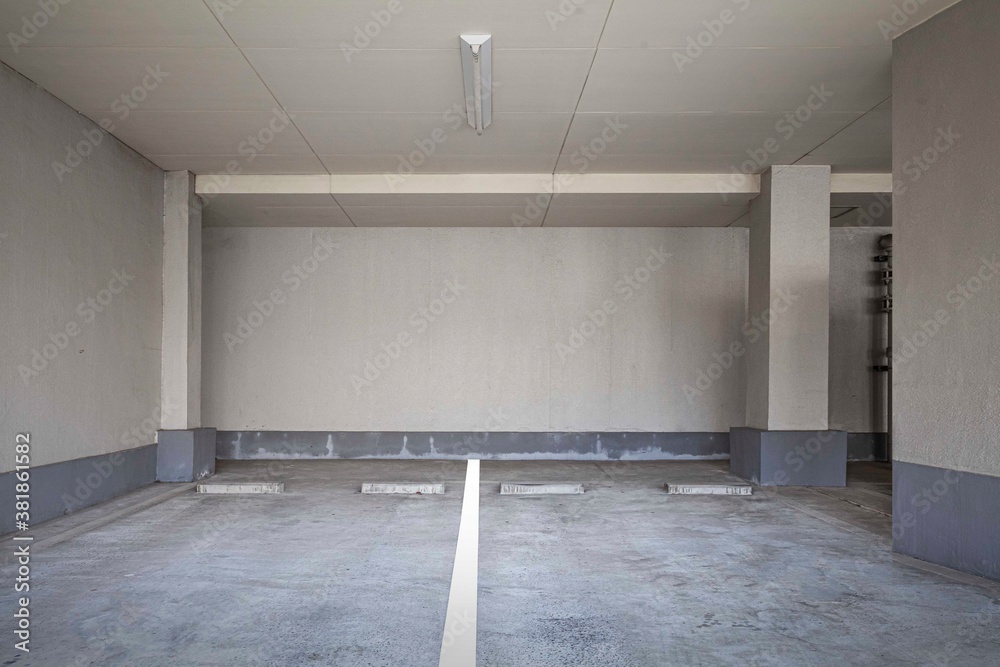 Empty space car park interior at office building