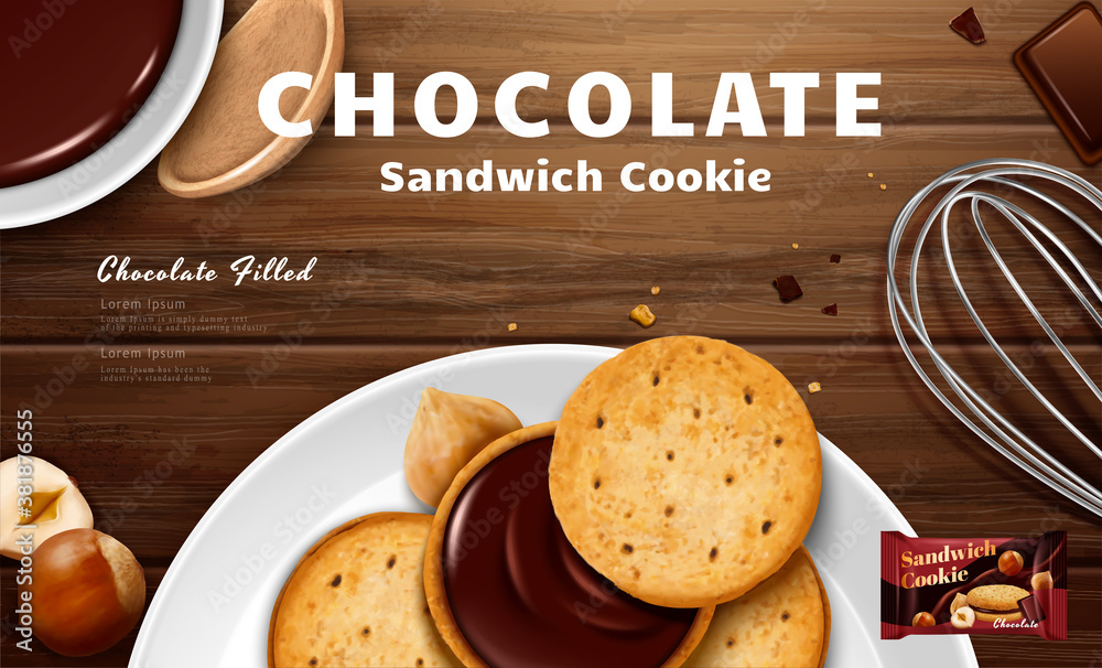 Chocolate sandwich cookie ad