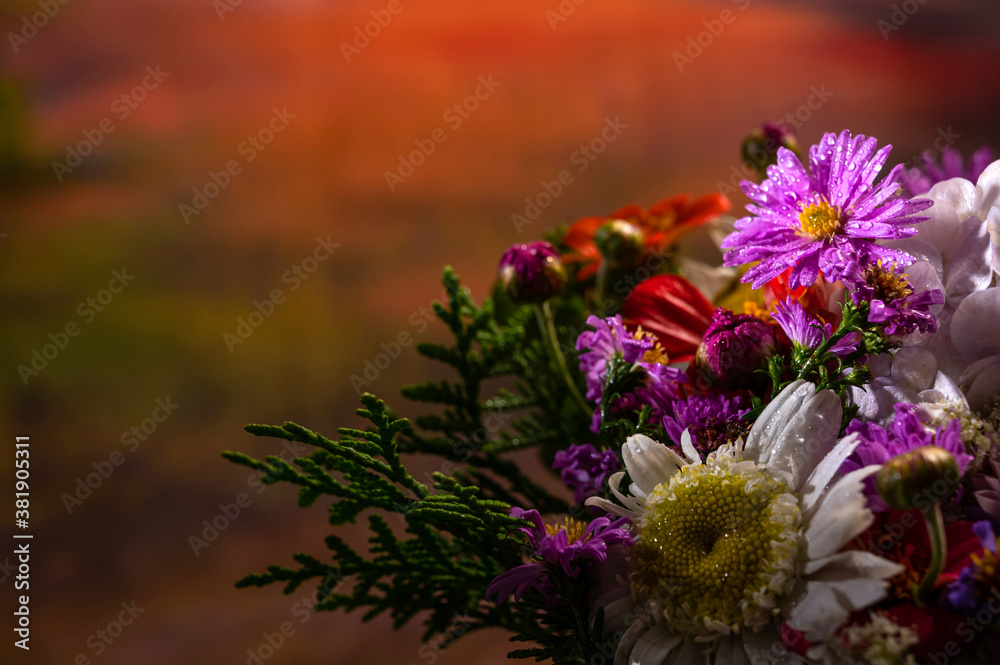 Beautiful bouquet of bright flowers