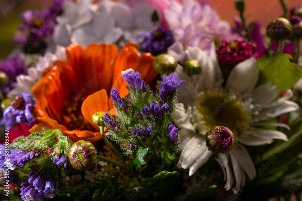 Beautiful bouquet of bright flowers