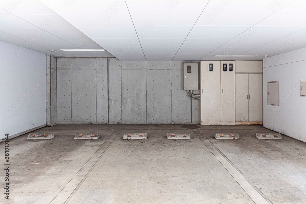 Empty space car park interior at office building