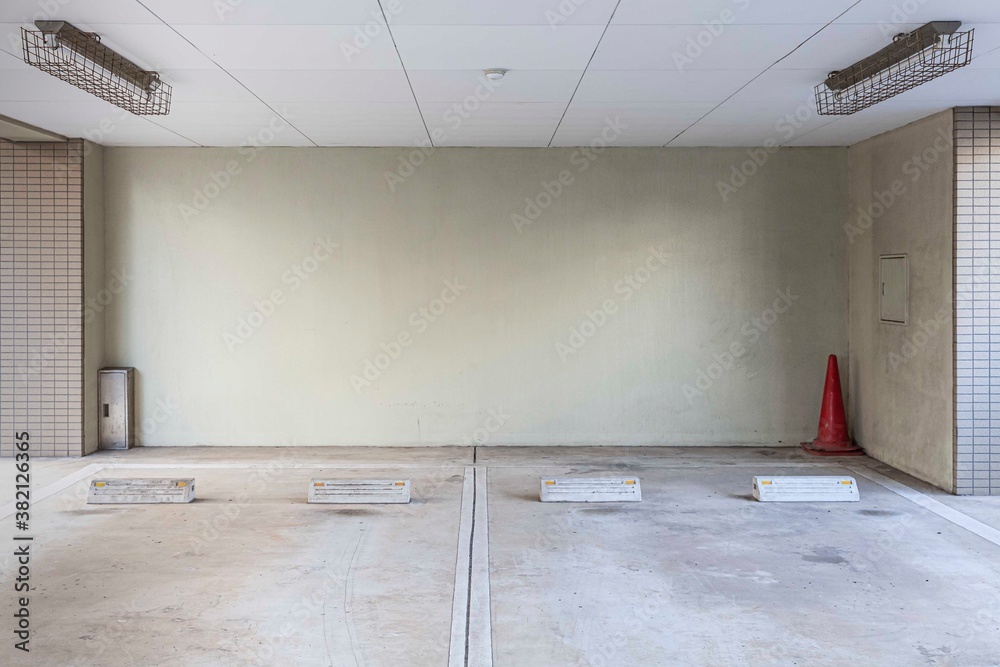 Empty space car park interior at office building