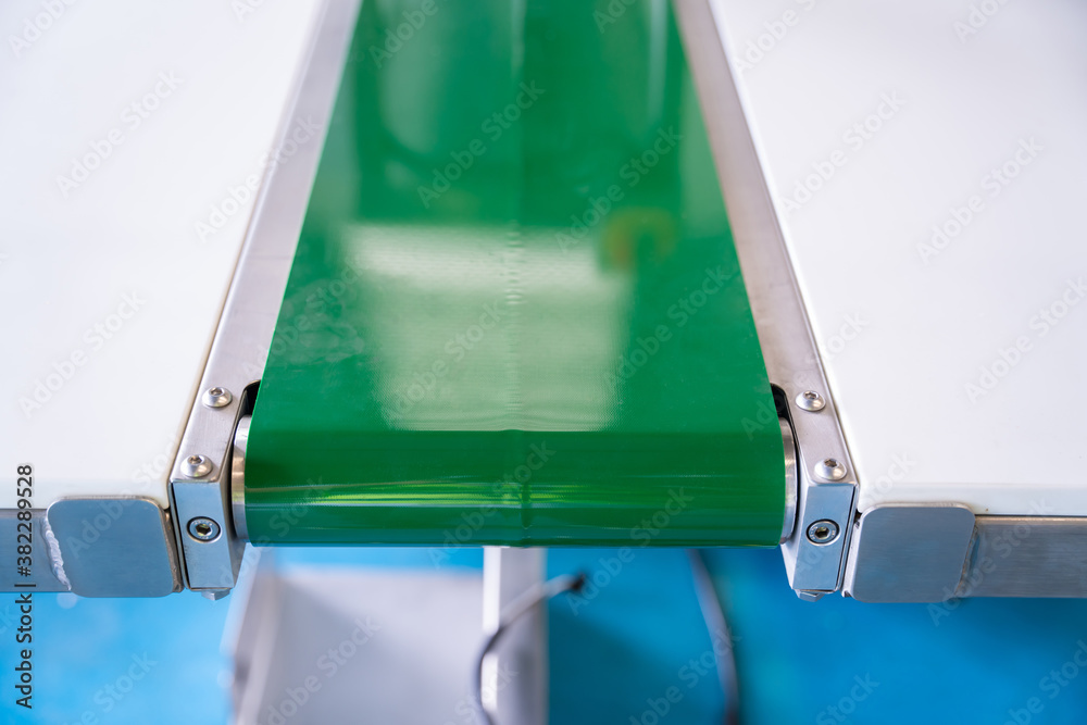 new Green conveyer belt close up