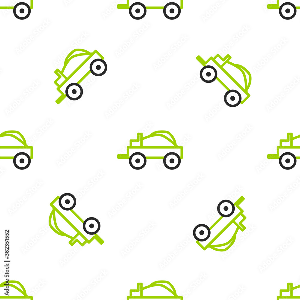 Line Wild west covered wagon icon isolated seamless pattern on white background. Vector Illustration