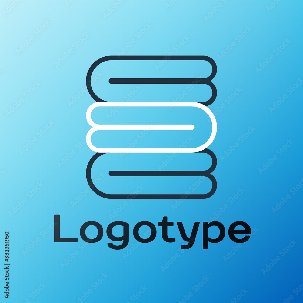 Line Towel stack icon isolated on blue background. Colorful outline concept. Vector Illustration.